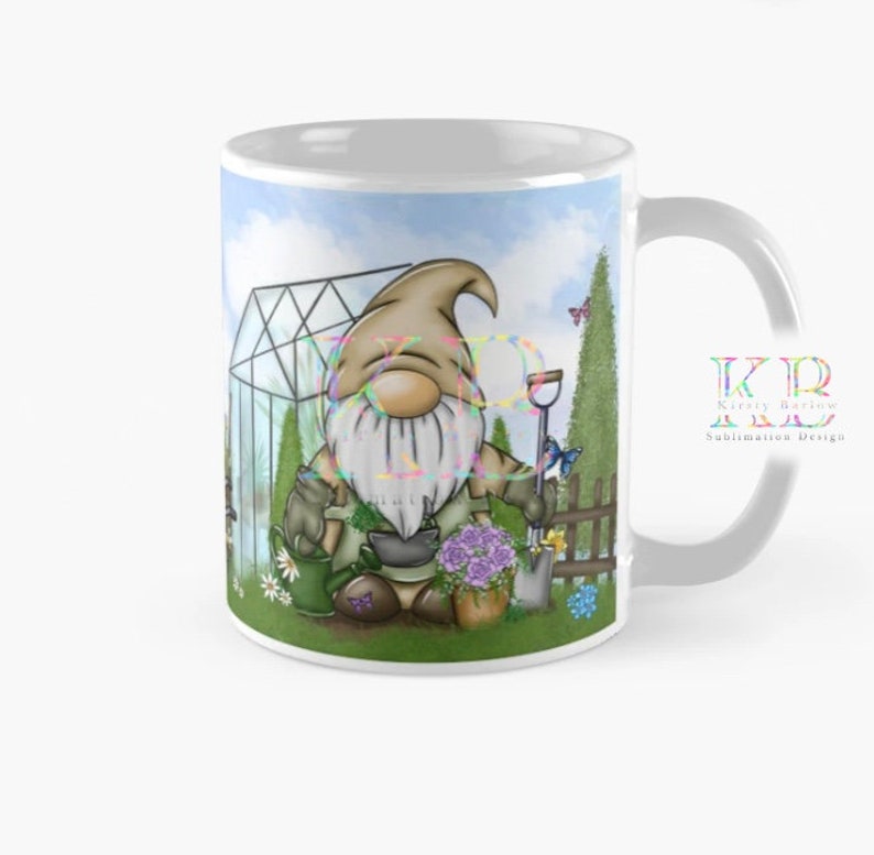 Mug wrap garden gnome gardening gardener Gonk clip art sublimation design instant download image 1