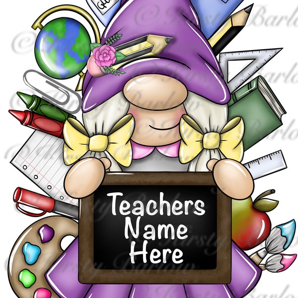 Teacher gonk gnome png school clip art sublimation design illustration with commercial license