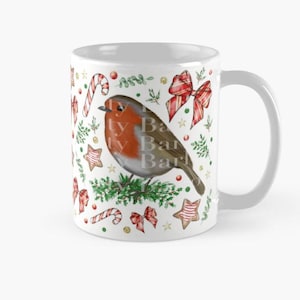 Rotkehlchen Weihnachten Tasse wrap Sublimation Clipart png sofortiger Download