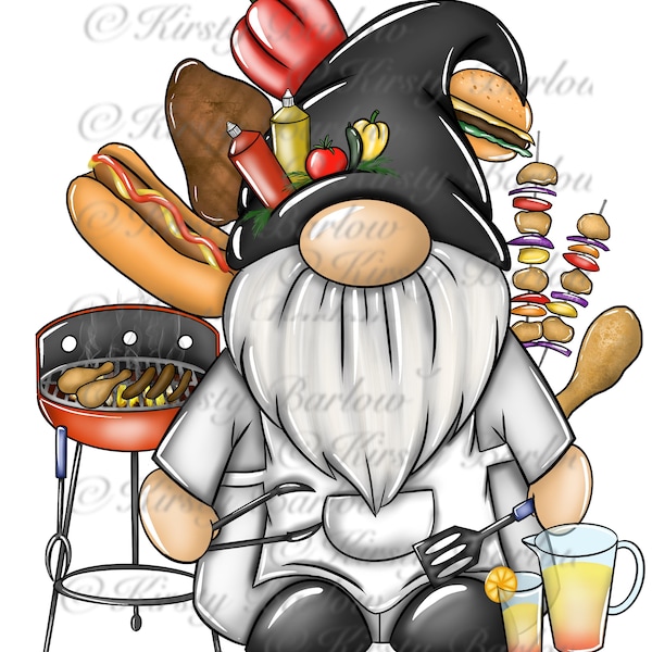 BBQ gonk gnome clip art sublimation design png summer apron design