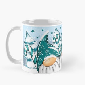 Teal Christmas gnome gonk mug wrap png clip art file for sublimation