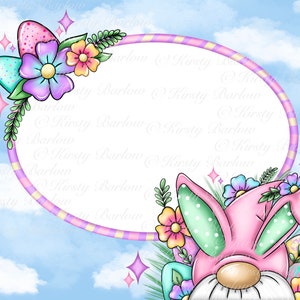 Easter bunny rabbit gonk gnome rectangle tin sublimation design png clip art digital download