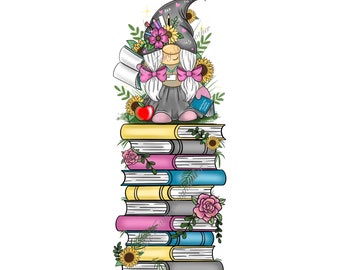 Teacher gnome gonk bookmark png file for Sublimation