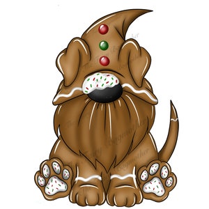 Gingerbread dog gonk gnome Christmas png clip art file for Sublimation
