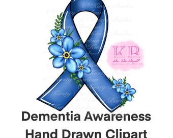 Clipart Forget me not awareness ribbon | dementia | Alzheimer’s | clip art | sublimation design | NOT a physical item! This is NOT A PIN