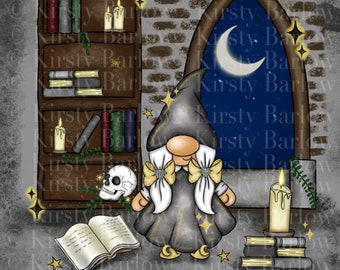 Coaster design Gothic reader reading book lover gnome gonk clipart sublimation design png instant download