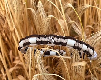 EM-Keramik Zeckenschreck Kette aus Paracord auf Maß I Beig / Braun I Zeckenschutz I Anti- Zeckenhalsband I EM Keramik Halsband I EM Pides