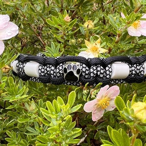 EM ceramic tick repellent necklace made of paracord, made to measure I Black/White I Tick protection I Anti-tick collar I EM ceramic collar I EM Pides