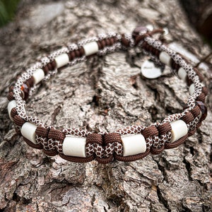 EM ceramic tick repellent necklace made of paracord, made to measure I Brown / White I Tick protection I Anti-tick collar I EM ceramic collar I EM Pides