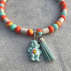 EM ceramic tick repellent necklace | Turquoise-Orange | Lucky Bear | Tick protection | Pearl necklace | Anti-tick collar | EM ceramic collar