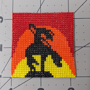 End of the Trail beadwork Setting Sun Version 2&quot; x 2 1/4&quot;