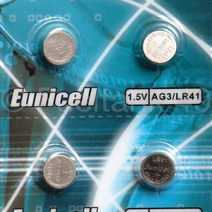 10 x AG3, G3A, LR736, LR41, L736, GP192, V36A Eunicell 1.5v Coin Button Batteries 1 Card Of 10 Batteries image 1