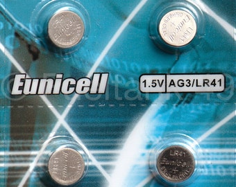 10 x AG3, G3A, LR736, LR41, L736, GP192, V36A Eunicell 1.5v Coin Button Batteries 1 Card Of 10 Batteries