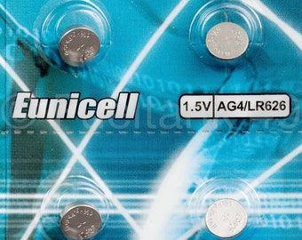 10 x AG4,G4A, LR626, LR66, L626, 177, 377A Eunicell 1.5v Coin Button Batteries Card of 10 Batteries