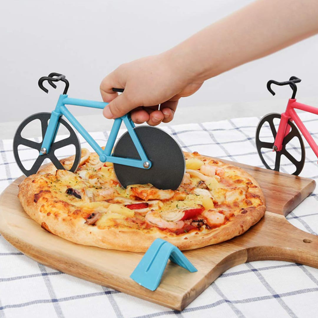 Pizza Cutter Stainless, Steel Bicycle Shape Wheel Bike Roller Pizza