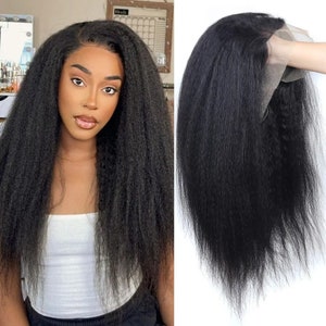 Kinky Straight Lace Front Wig Human Hair 13×4 Yaki Pre-plucked HD Transparent wig