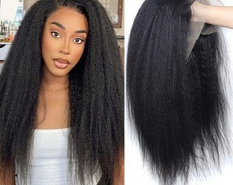 Kinky Straight Lace Front Wig Human Hair 13×4 Yaki Pre-plucked HD Transparent wig