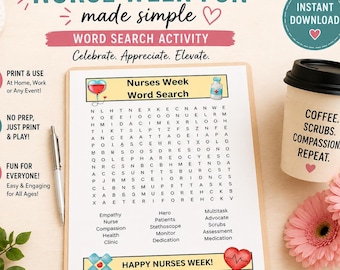 Nurses Week Word Search Game: Fun Printable Activity (PDF Download)