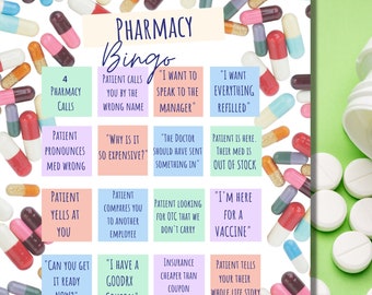 Pharmacy Bingo PDF & JPG 8.5 x 11 in Printable DOWNLOAD with Printable Cut Outs