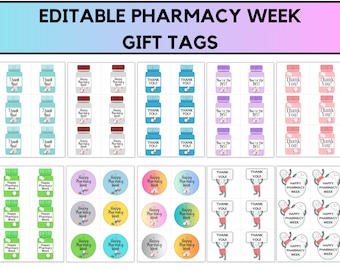 Bewerkbare cadeaulabels voor de Week van de Apotheker: printbare ontwerpen (digitale download)