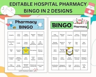 Bewerkbaar bingospel voor ziekenhuisapotheken: 30 kaarten (pdf-download)