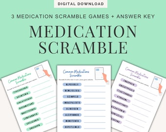 Medication Scramble Games: Pharmacy, Nurse, Student (PDF Download)