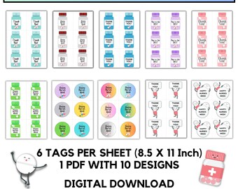 Bearbeitbare Nurses Week Geschenkanhänger: Druckbare Dankesentwürfe (PDF)