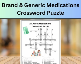 Medications Crossword Puzzle: Brand & Generic Meds (Digital Download)