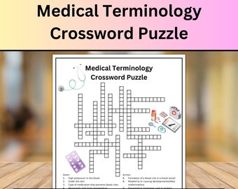 Medical Terminology Crossword Puzzle: Educational Trivia Game (PDF)