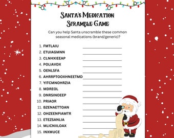 Santa's Medication Scramble Game: Christmas Work Party (Digital Download)