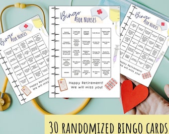 Nurse Retirement Bingo: 30 Printable Cards (Digital Download)