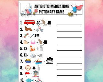 Antibiotic Emoji/Pictionary Games: Perfect Game for staff parties, classrooms, and workdays! Hospital, Nurses, Medical, Pharmacy and More!
