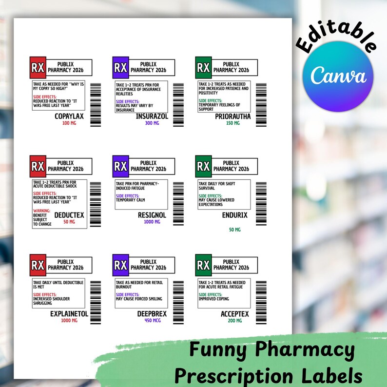 Funny Pharmacy Prescription Labels – Pharmacy Tech & Pharmacist Gift ...