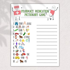 3 Medication Pictionary Games With Answer Key*pharmacy*medical*nursing ...