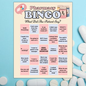 Pharmacy Bingo-what Did the Patient Say PDF & JPG Digital Download8.5 X ...