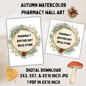 Pharmacy/Apothecary/Drug Store Autumn Watercolor Wall Art*Pharmacy Decor, Wall Art, Cards, Gift Tags, Pharmacy Week