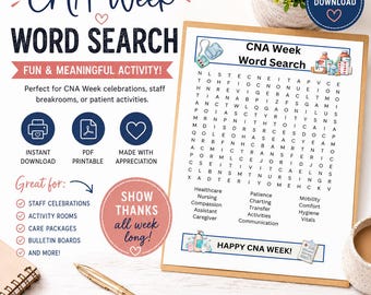 CNA Week Word Search Game: Printable Nursing Home Activity (PDF Download)