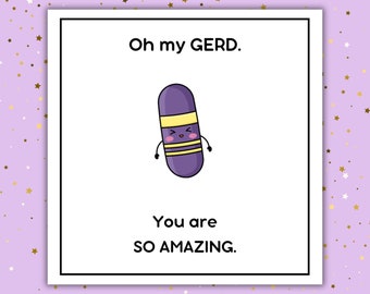 Cadeaukaartjes grappige waardering 'Oh my GERD': afdrukbare verpleegkundige/apotheek (digitale download)