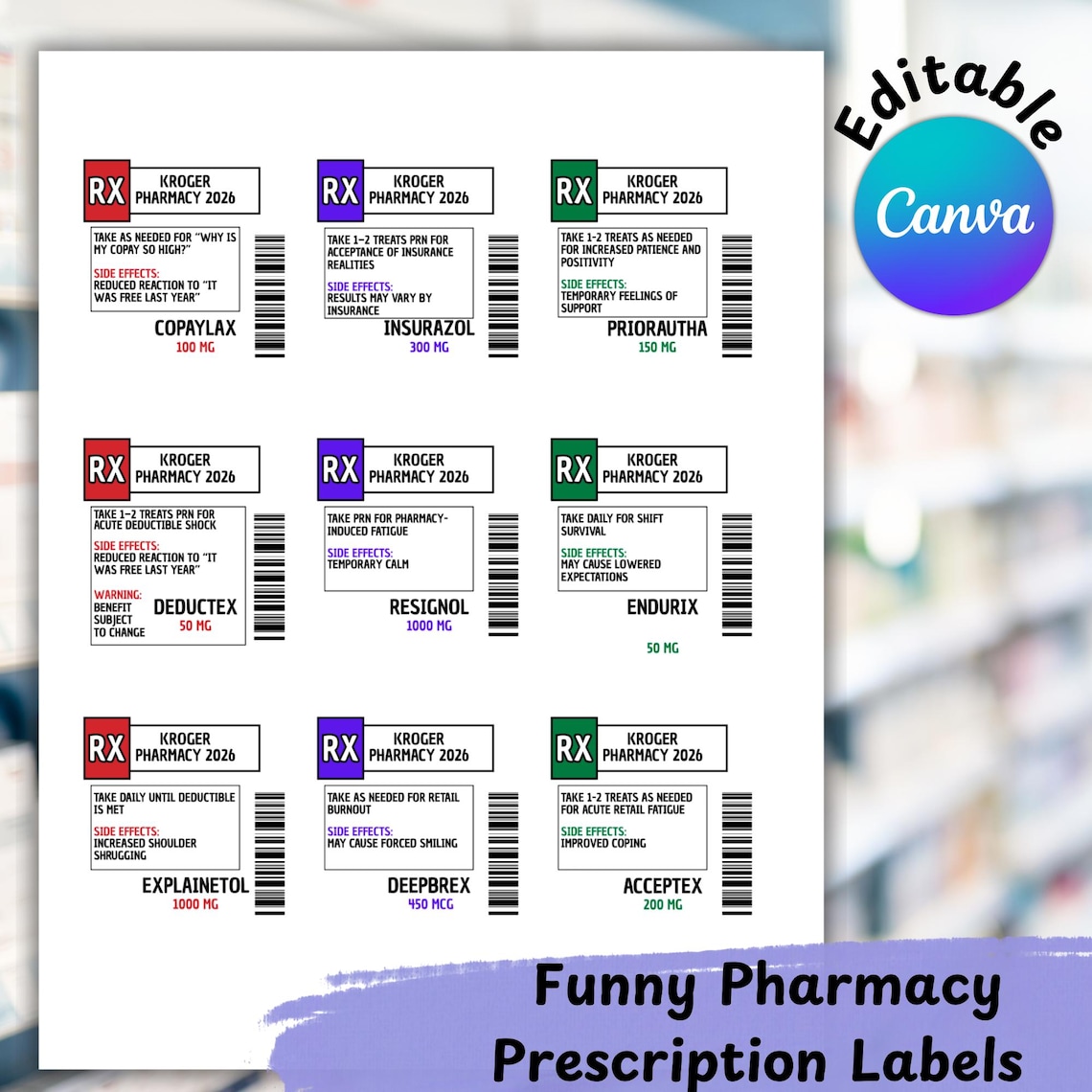 Funny Pharmacy Prescription Labels – Pharmacy Tech & Pharmacist Gift ...