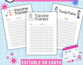 Editable Vaccine Tracker Template, Clinic Immunization Chart (PDF)