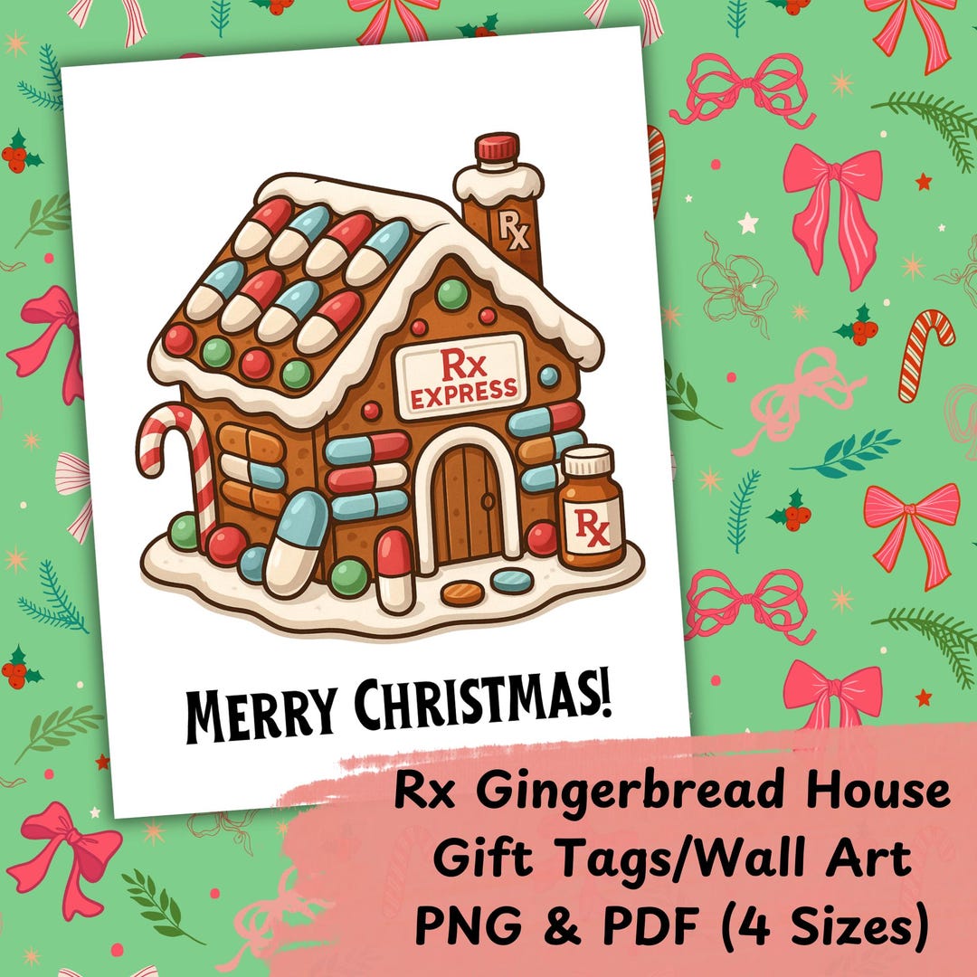 Rx Gingerbread House Christmas PNG & PDF Bundle | Holiday Rx Clipart ...