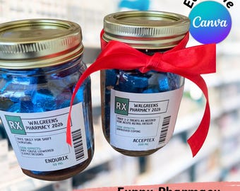 Funny Pharmacy Prescription Labels – Editable Rx Gift, Pharmacist Humor (Canva Template Digital Download)