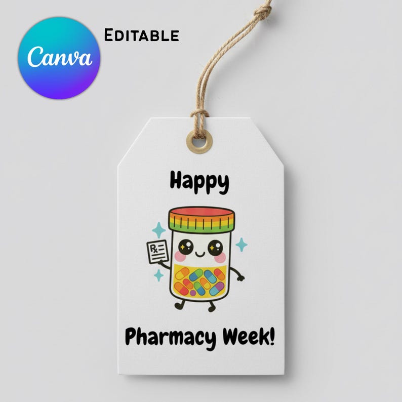 Editable Pharmacy Week Gift Tags – Kawaii Pill Bottle Printable ...