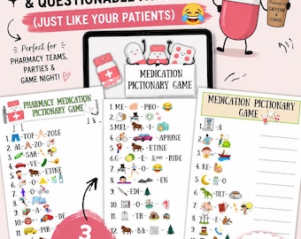 Medication Pictionary Game: Pharmacy, Medical, Nursing Party Game (Digital Download)