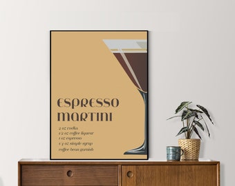 Espresso Martini Print / Cartel minimalista de bebida alcohólica simple / Descarga digital 18x24