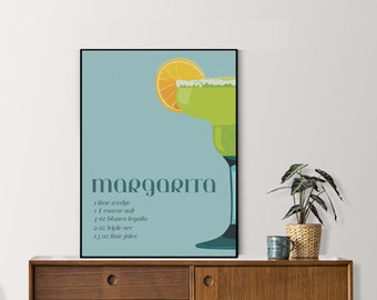 Margarita Print / Cartel minimalista de bebida alcohólica simple / Descarga digital 18x24