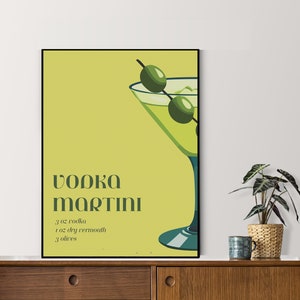 Vodka Martini Print / Minimalist Simple Alcohol Drink Poster / Digital Download 18x24