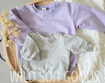 Custom Baby Sweatshirt-Organic Cotton-Kids Sweatshirt with name-Embroidered Sweatshirt-Baby Sweatshirt Personalized