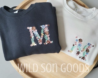 Adult Custom Embroidered Sweatshirt-Embroidered Monogram Sweatshirt-Embroidered Letter Sweatshirt-Gift For Her-Birthday-Mothers Day