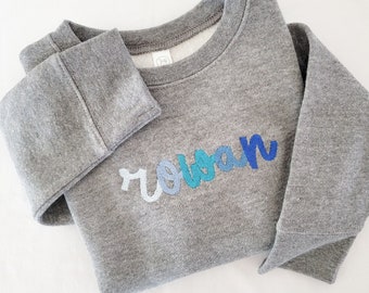 Custom Embroidered Neckline Toddler Sweatshirt-Name Sweaters-Embroidery name-Personalized Kid Sweater